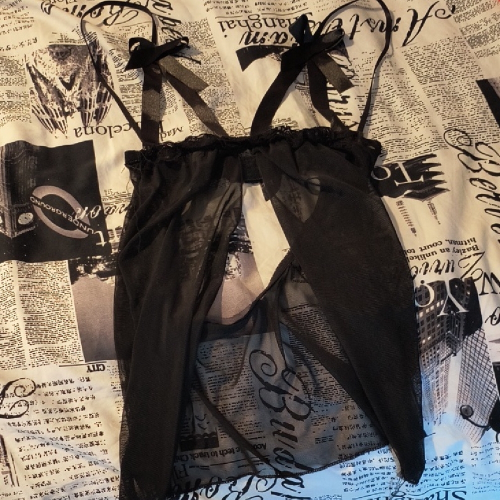 Black Sheer Lingerie with Bows